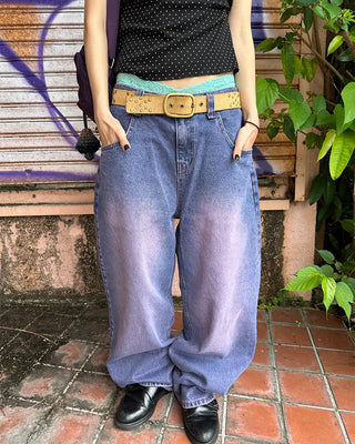 (ORIGINAL) Loose-fit denim pants (purple)