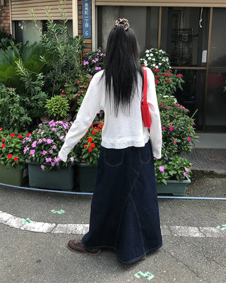 Maxi Slit Denim Long Skirt