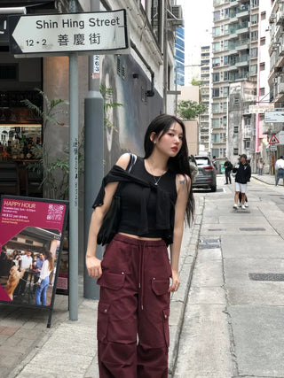 Half-belt leather shoulder bag