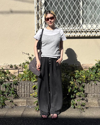 Center Button Border Easy Pants