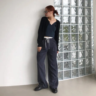 Striped two-tone slacks