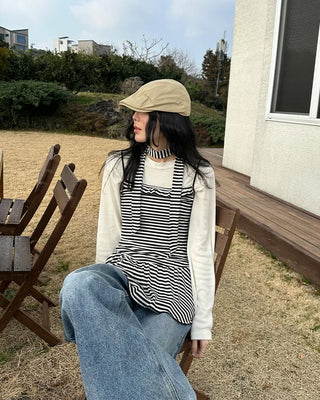 Striped scarf layered mini dress