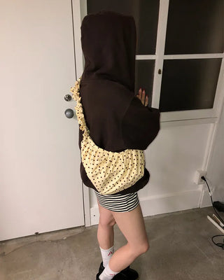Dot Drawstring Shoulder Bag