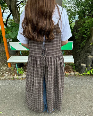 Ribbon check long dress