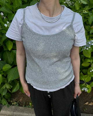 Crew neck semi-cropped short-sleeve T-shirt