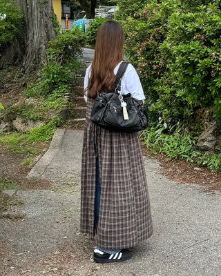 Ribbon check long dress