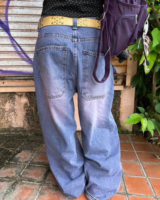 (ORIGINAL) Loose-fit denim pants (purple)