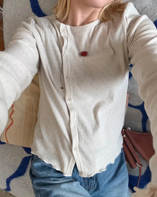 Side-button pointe cardigan