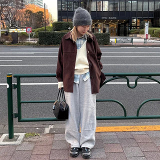 Suede Collar Neck Mid-Length Jacket