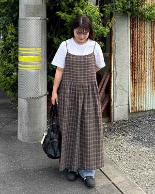 Ribbon check long dress