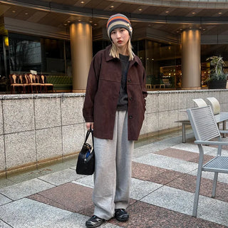 Suede Collar Neck Mid-Length Jacket