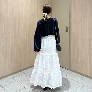Panting detail long skirt