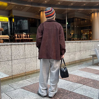 Suede Collar Neck Mid-Length Jacket