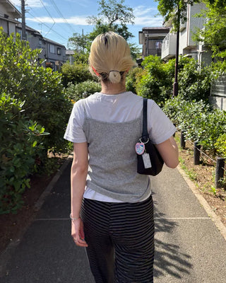 Crew neck semi-cropped short-sleeve T-shirt