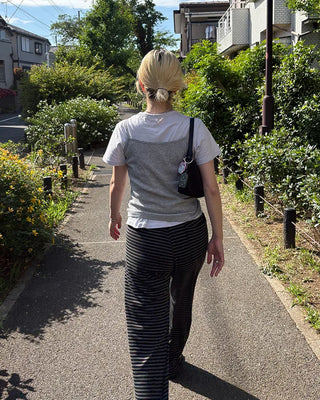 Crew neck semi-cropped short-sleeve T-shirt