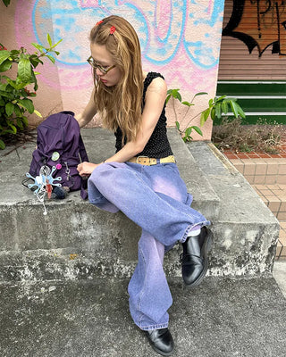 (ORIGINAL) Loose-fit denim pants (purple)