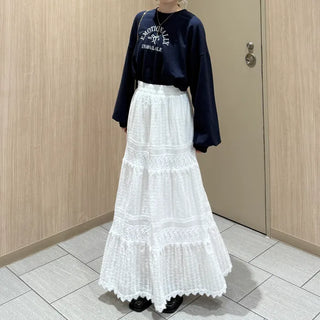 Panting detail long skirt