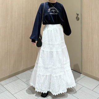 Panting detail long skirt