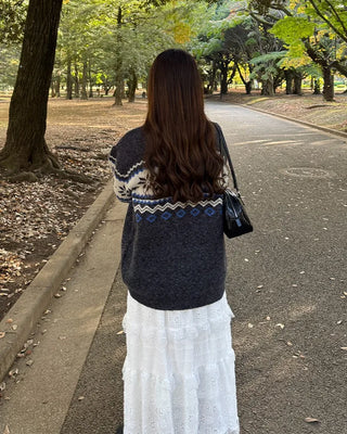 (Unisex) Snowflake Round Neck Knit