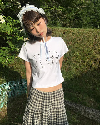 I Clover Stud Semi-Cropped Half T-Shirt