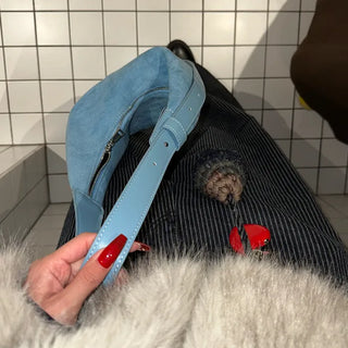 Suede Moon Belt Shoulder Bag