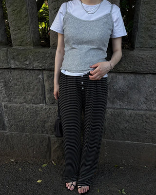 Center Button Border Easy Pants