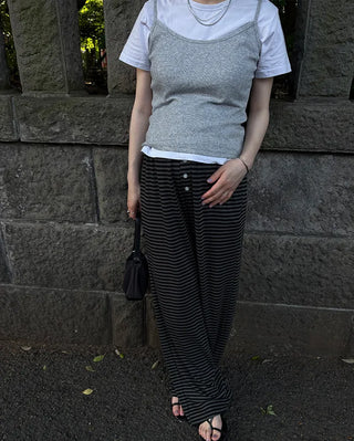 Center Button Border Easy Pants