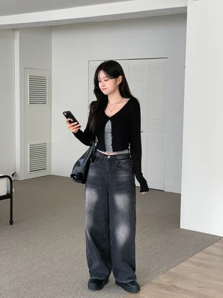 Slit Leather Shoulder Bag
