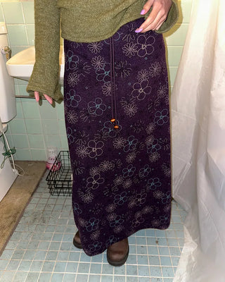 Flower Stitch Fleece Maxi Skirt