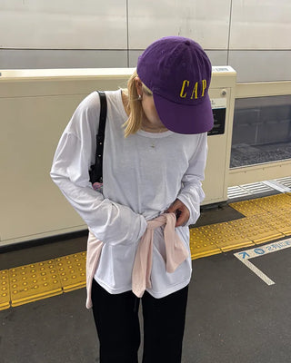 (Unisex) U-neck simple long-sleeve cut and sew