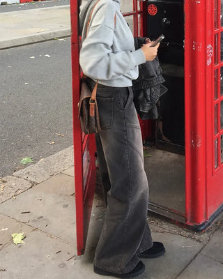 (ORIGINAL) Double Unique Seam Wide Denim Pants