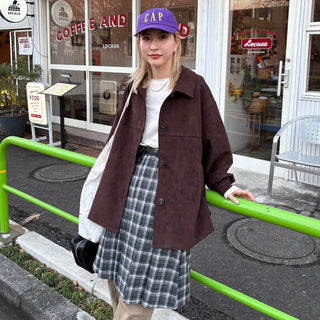 Wool check midi skirt