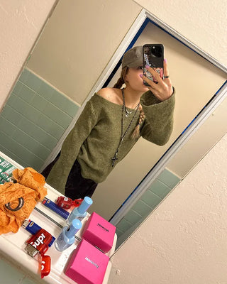 Mohair Mix Long Flare Sleeve Knit