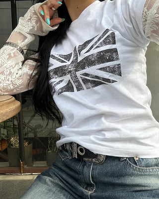 Tulle Flower See-Through Long T-Shirt