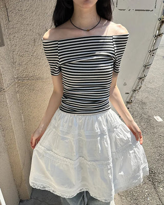 Lace tiered midi skirt