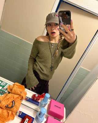 Mohair Mix Long Flare Sleeve Knit