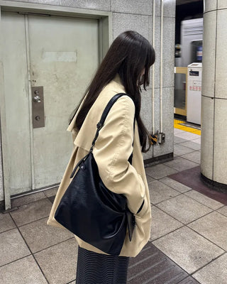 High-neck trench half coat