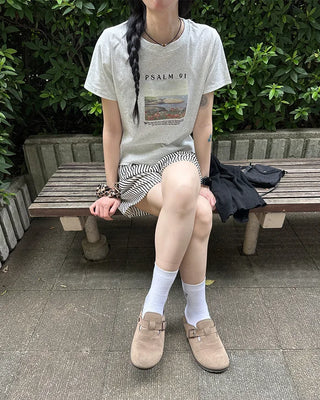 Striped elastic waist shorts