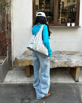 Polka Dot Nylon Tote Bag