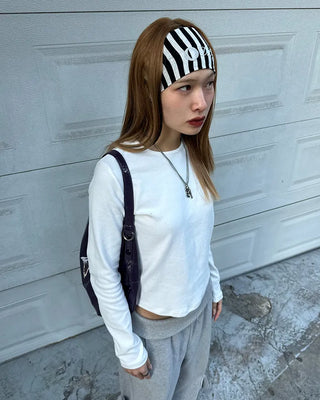 Round hem cotton long t-shirt