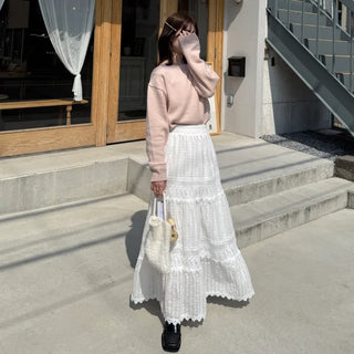 Panting detail long skirt