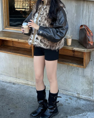 Square-toe triple-strap mid-calf boots