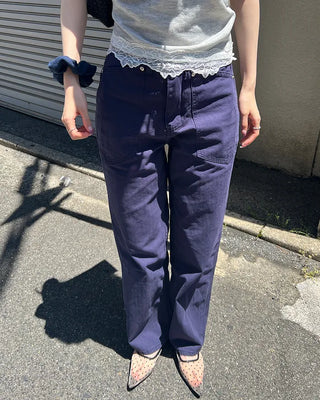 Pentagon pocket herringbone striped cotton pants