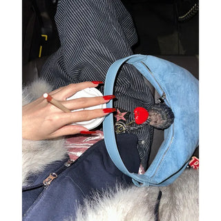 Suede Moon Belt Shoulder Bag