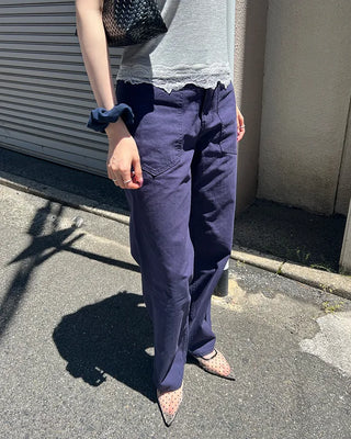 Pentagon pocket herringbone striped cotton pants