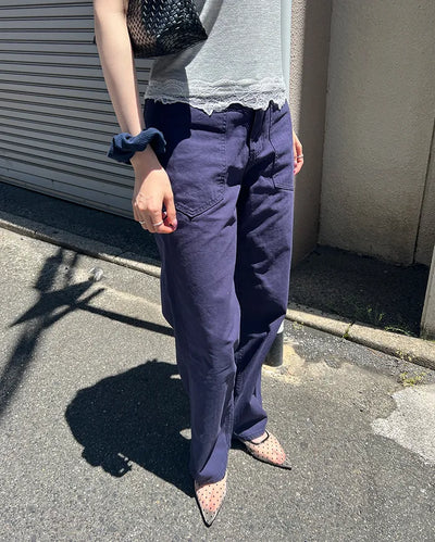 Pentagon pocket herringbone striped cotton pants