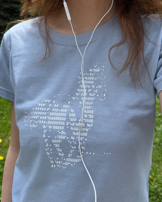 Horse print slim half T-shirt