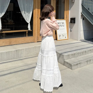 Panting detail long skirt