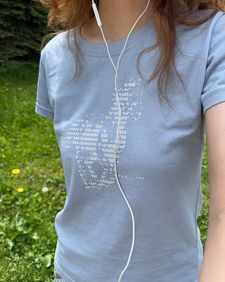 Horse print slim half T-shirt