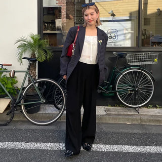 Striped Shoulder Pad Oversized Jacket